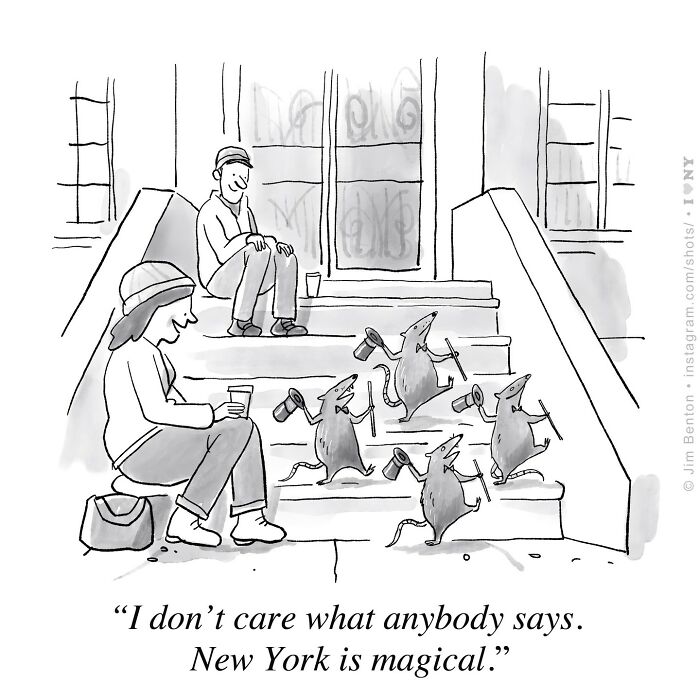Comic of rats with coffee dancing on New York stoop, humorous and absurd scene. Comic of rats with coffee dancing on New York stoop, humorous and absurd scene.
