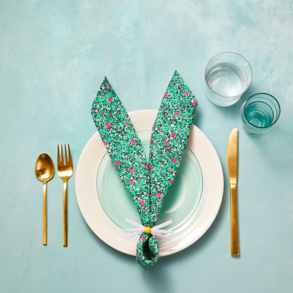 Easter Party Ideas Bunny Folded Napkins bunny folded napkins