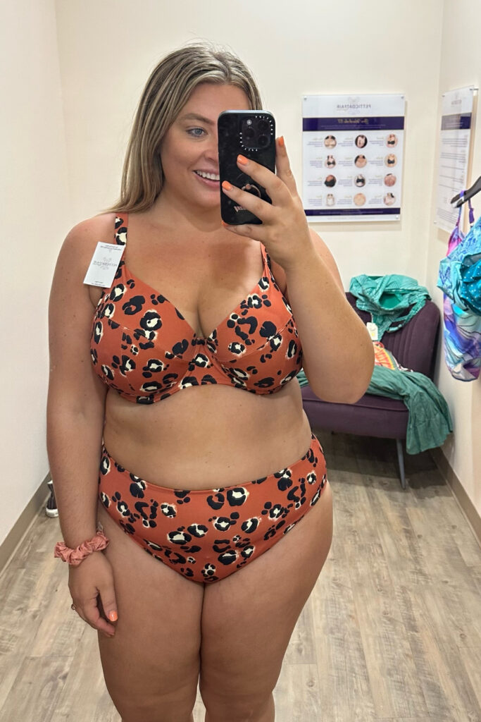 Women’s Leopard Print Underwire Bikini Set with Supportive Cups, Wide Straps, High-Waist Bottoms, Two-Piece Swimwear